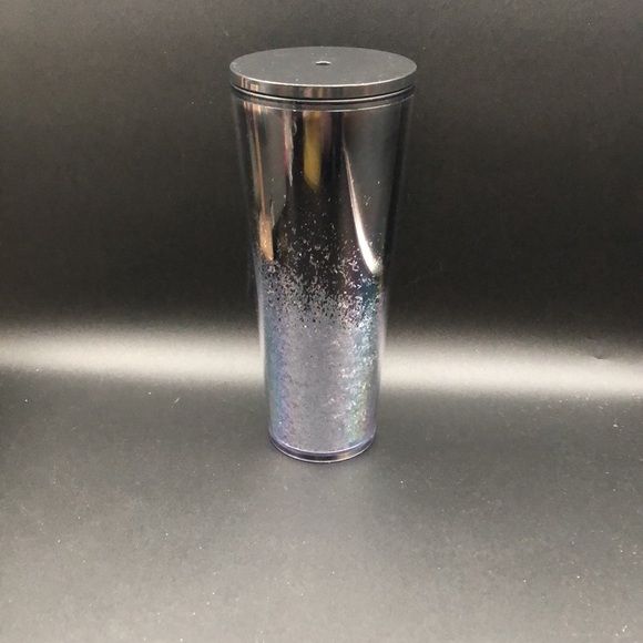 Starbucks 2019 Venti Black & Silver Cascading Snow Glitter Cold Tumbler Winter - Picture 2 of 7